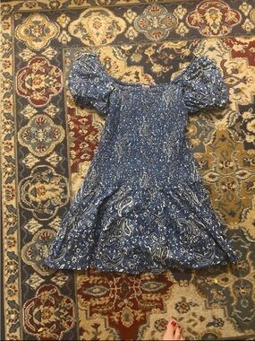 miami Blue Paisley Maxi Dress with Puff Sleeves